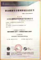 職業(yè)健康安全管理管理體系認(rèn)證證書